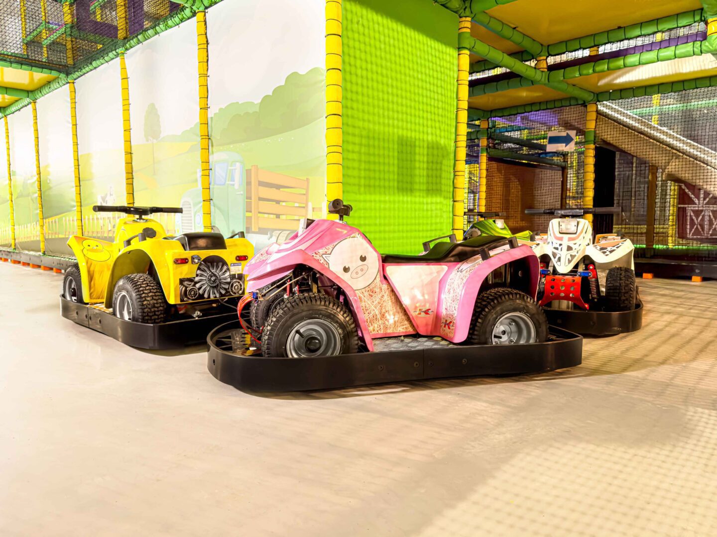 These are the custom go karts at Cannon Hall Farms indoor softplay designed by Play Creations.
