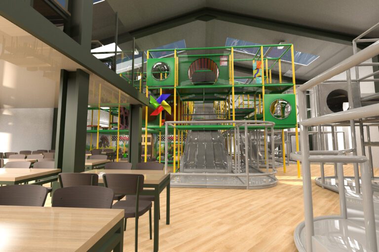 3D render of the finished softplay at Cannon Hall Farm. This design was finished by Play Creations
