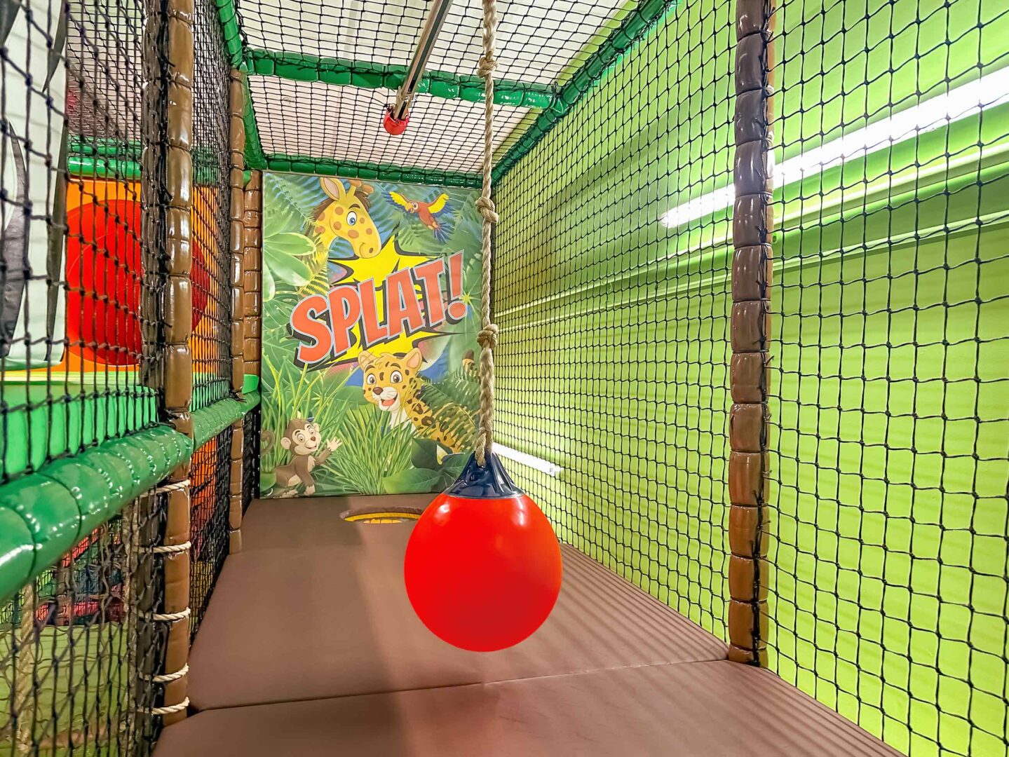 Splat Wall and Ariel Glide feature at Jungle Monkeyz Softplay