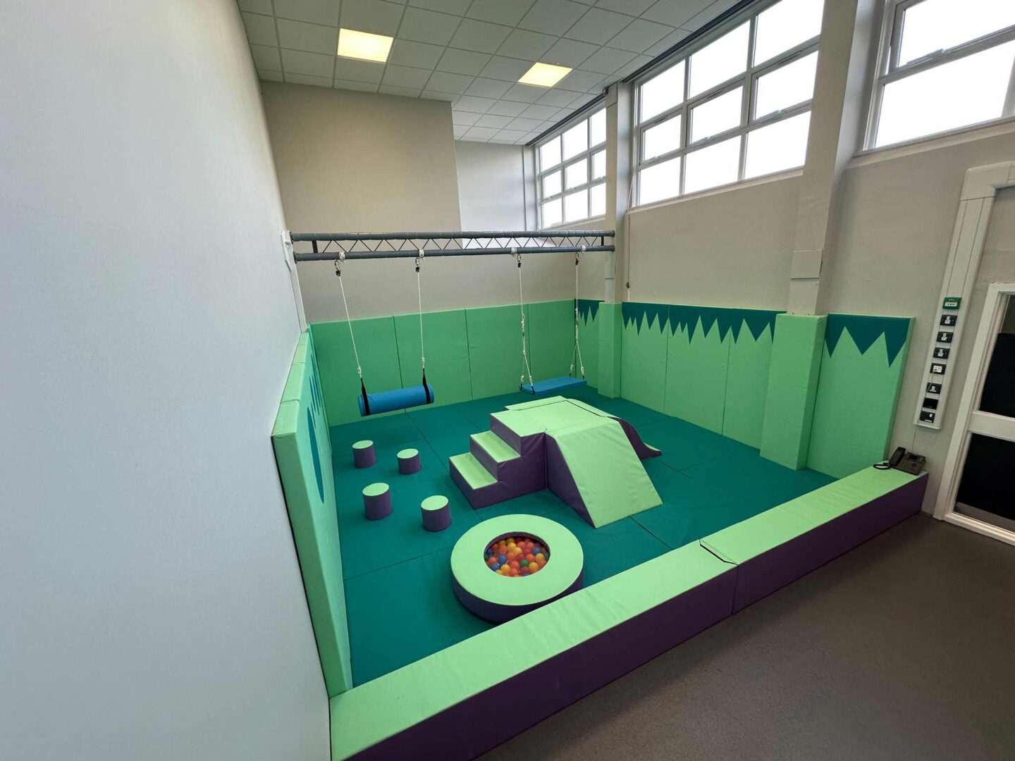 Movement room in Rushall School, designed and manufactured by Play Creations Ltd.