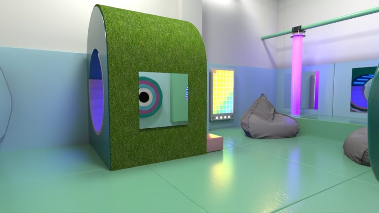 3D Render of final installation of the larger sensory room found at Rushall Primary School designed by Play Creations Ltd