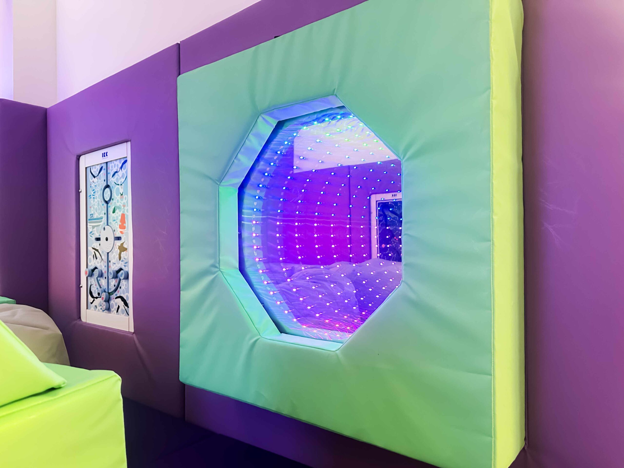 LED Infinity Mirror in the sensory room at Old Hall School, designed by Play Creations Ltd.