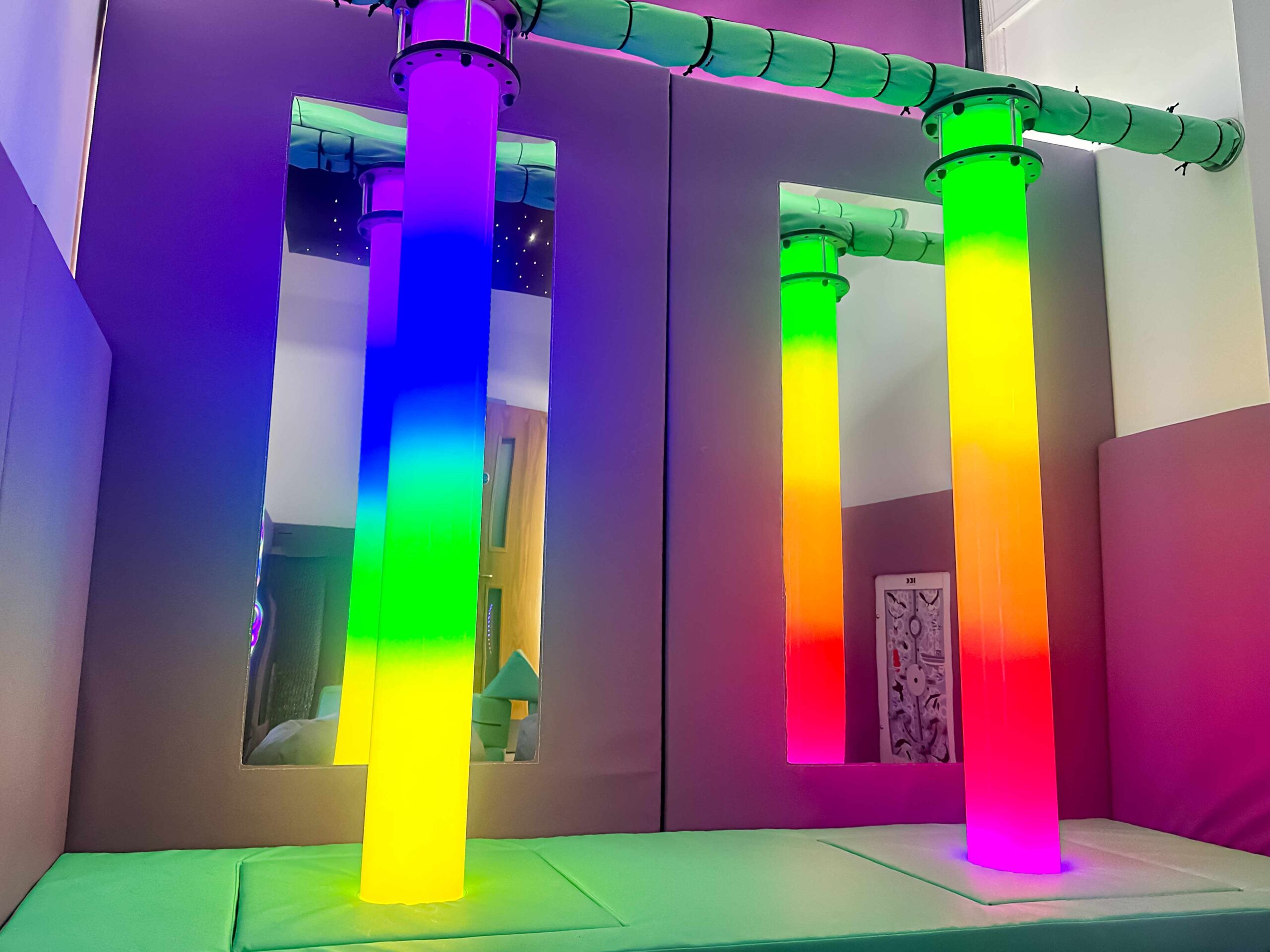 LED Light Tubes at Old Hall School's sensory room designed by Play Creations Ltd.