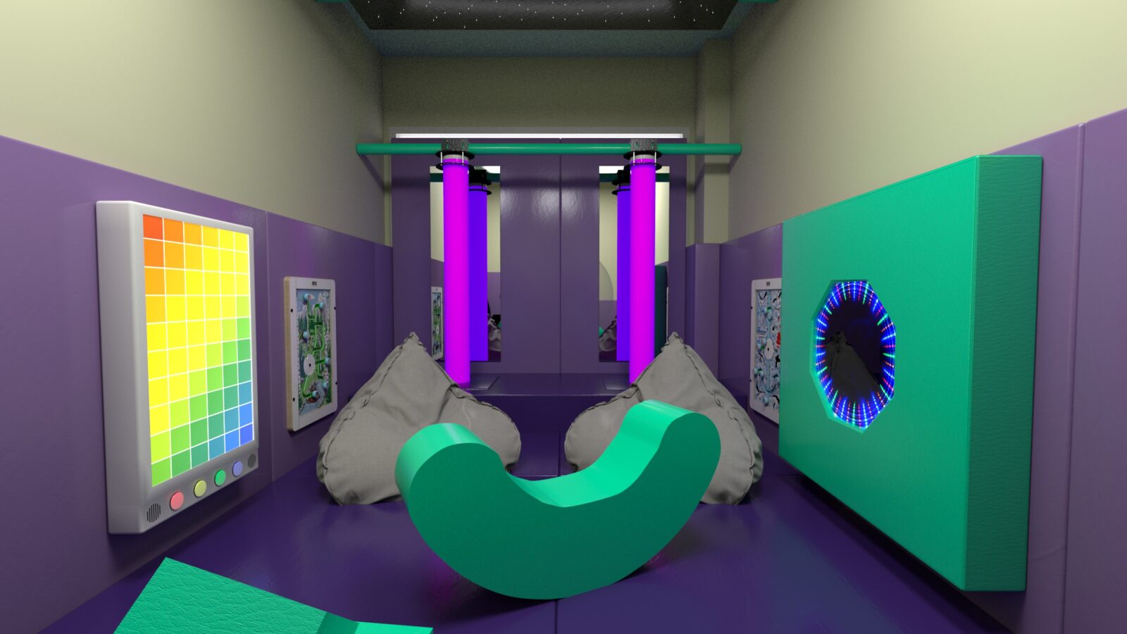 3D Render of Old Hall Schools sensory room designed by Play Creations Ltd.