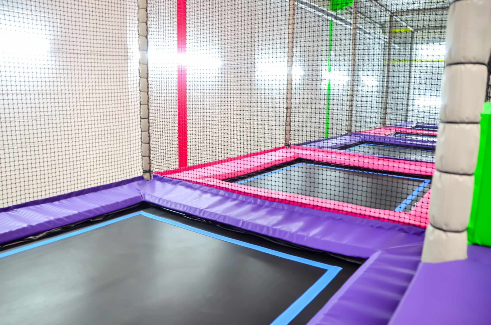 These are the 4 indoor trampolines at Fun Factorys indoor softplay area.