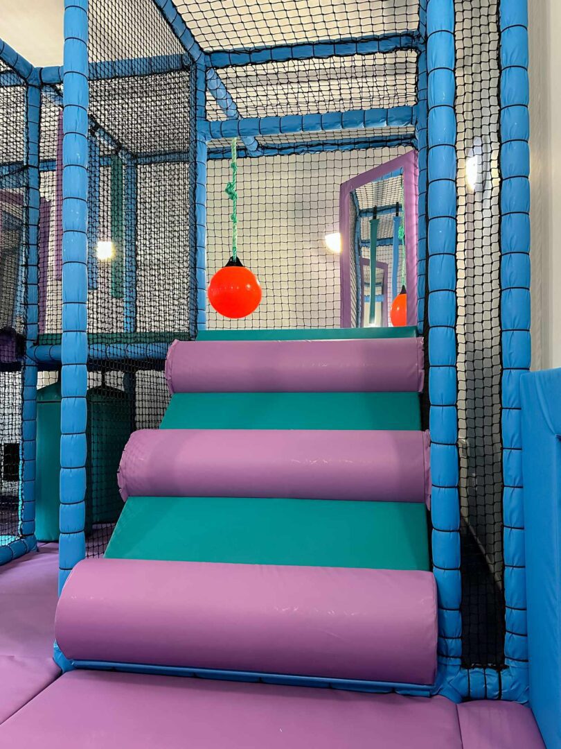 Log Ramp at Redwood Park School's softplay designed by Play Creations Ltd