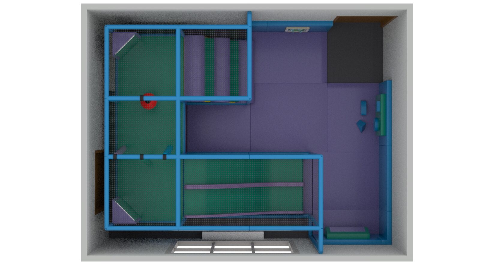 Building layout render for Redwood Park School designed by Play Creations Ltd