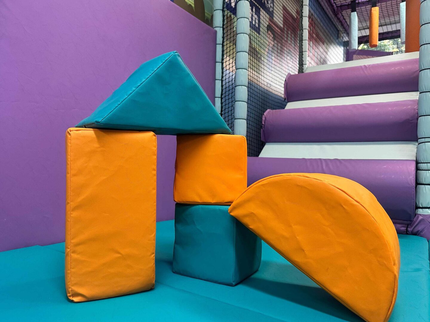 Softplay Shape Stack at Serenity School's softplay area designed by Play Creations Ltd.