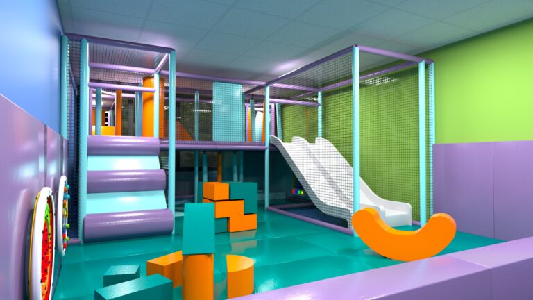 3D Render of final installation softplay for Serenity School designed by Play Creations Ltd.